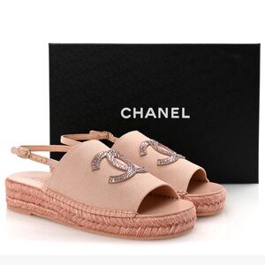 CHANEL Blush Espadrille Sandals